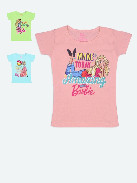 

Barbie Girls Multicoloured Typography Printed Pure Cotton T-shirt, Multi