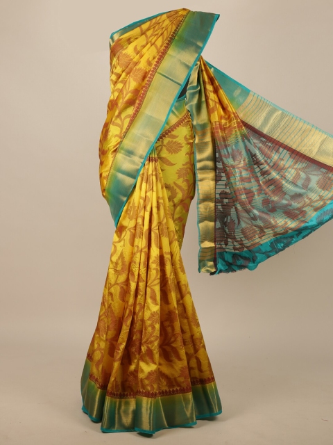 

Pothys Yellow & Green Woven Design Jute Silk Saree