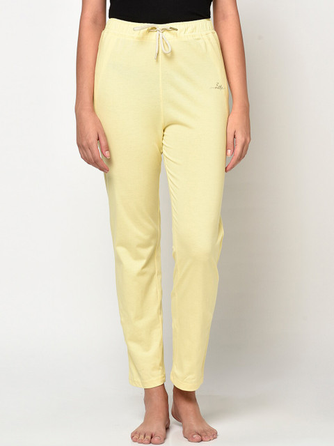 

METTLE Women Yellow Solid Cotton Lounge Pants