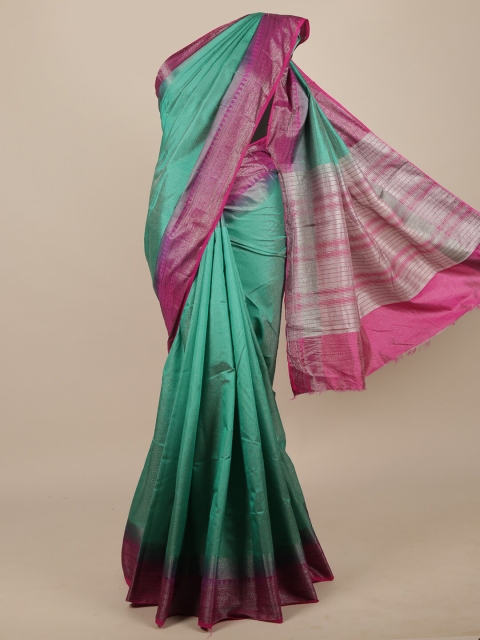 

Pothys Green & Pink Woven Design Jute Silk Saree