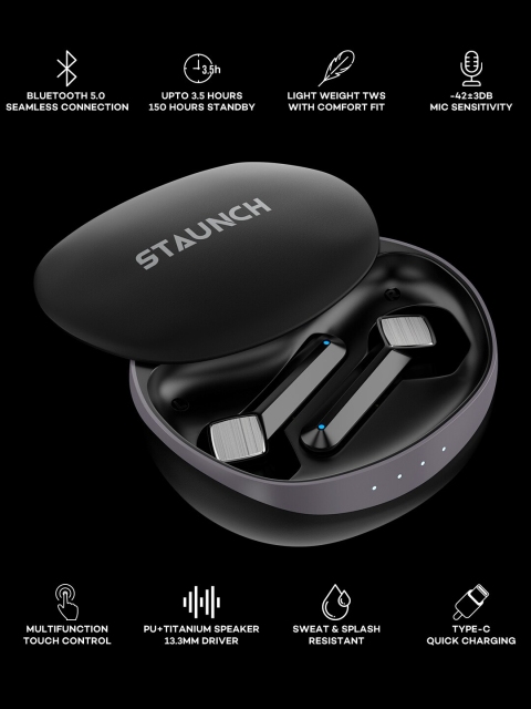 

Staunch Black Solid Staunch Boom 350 In-Ear Headphones