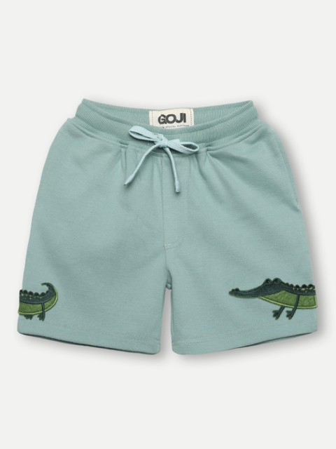 

GOJI Boys Green Printed Mid-Rise Regular Shorts