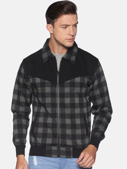 

Campus Sutra Men Checks Black Jacket