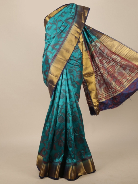 

Pothys Blue & Maroon Woven Design Jute Silk Saree