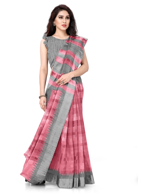 

KALINI Pink & Grey Printed Saree