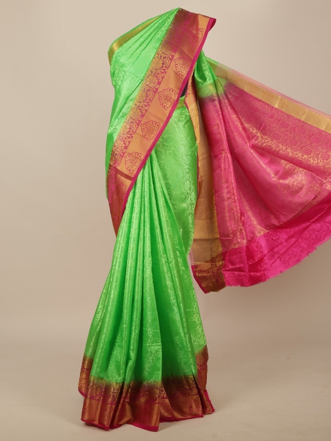 

Pothys Green & Pink Woven Design Zari Jute Silk Saree
