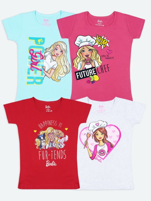 

Barbie Girls Multicoloured 4 Printed Applique T-shirt, Multi