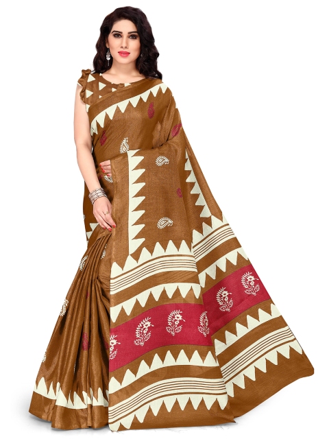 

KALINI Mustard & Off White Paisley Art Silk Khadi Saree