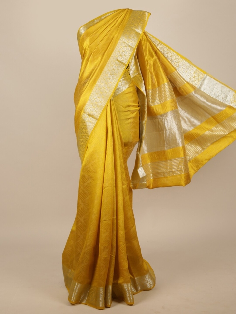 

Pothys Yellow & Silver-Toned Woven Design Zari Jute Silk Saree