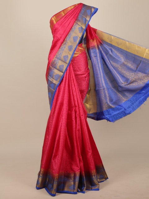 

Pothys Pink & Blue Woven Design Zari Jute Silk Saree
