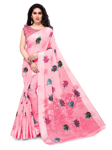 

KALINI Peach-Coloured & Green Floral Bagh Saree