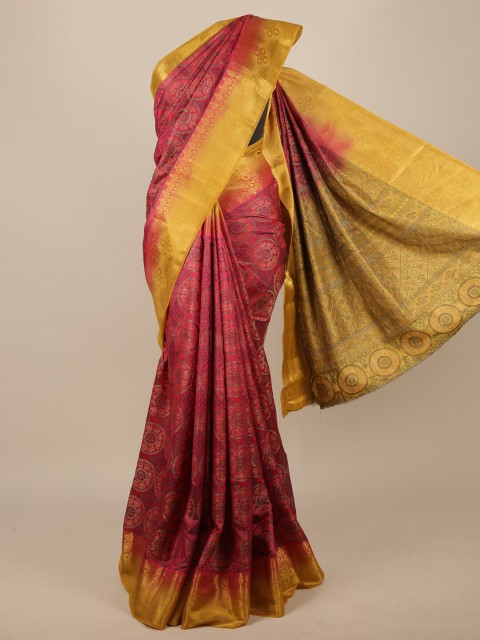 

Pothys Pink & Gold-Toned Woven Design Zari Jute Silk Saree