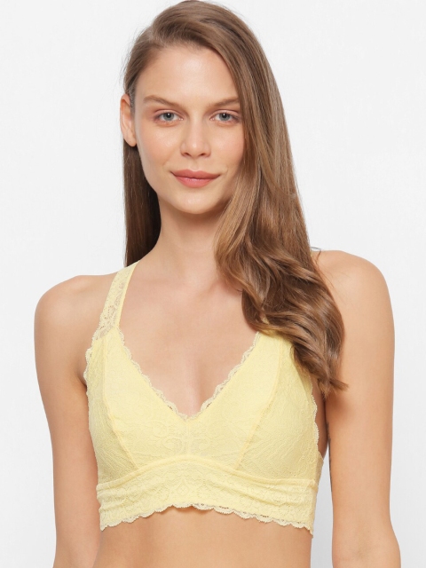 

FOREVER 21 Yellow Medium Coverage Scalloped Styled Back Bralette Bra 39554908