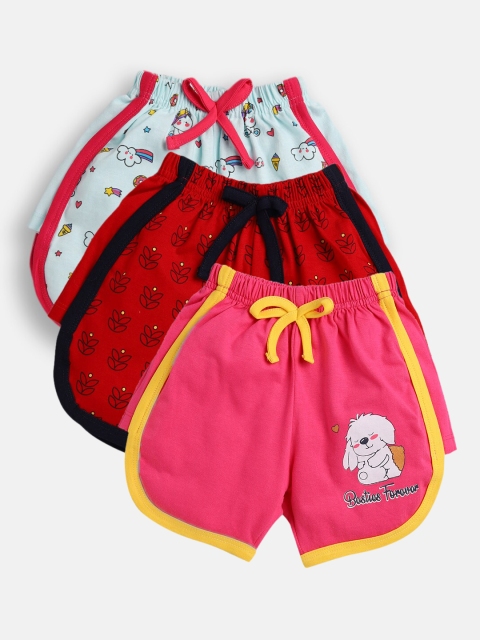 

Nottie Planet Girls Red Conversational Printed Mid-Rise Regular Shorts