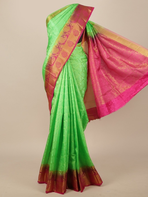 

Pothys Green & Pink Woven Design Zari Jute Silk Saree