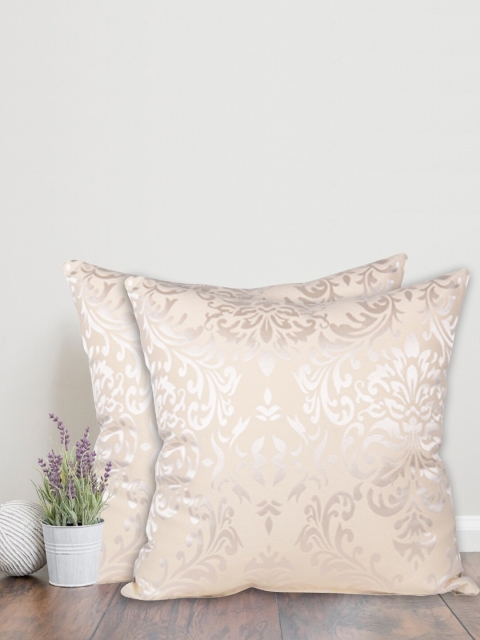 

Home Cream-Coloured Set of 2 Ethnic Motifs Cotton Square Cushion Covers