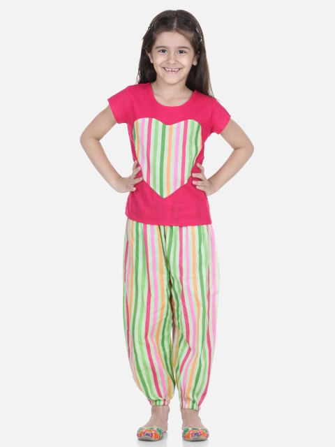 

BownBee Girls Pink & Green Top with Pants