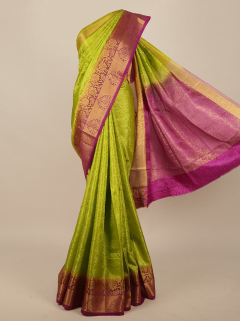 

Pothys Green & Purple Woven Design Zari Jute Silk Saree