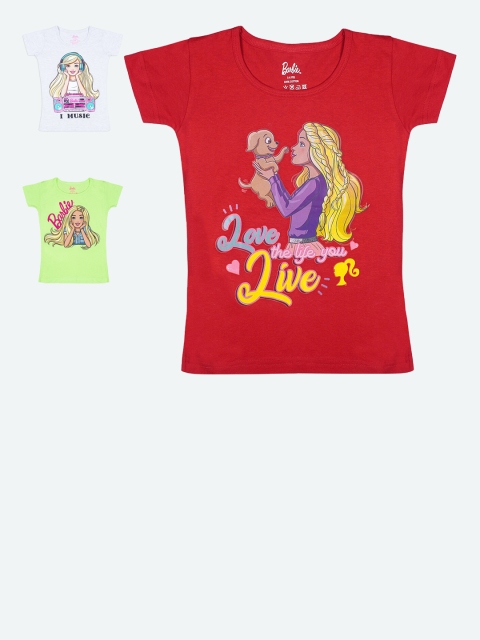 

Barbie Girls Pack Of 3 Barbie Printed T-shirt, Red