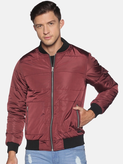 

Campus Sutra Men Maroon Bomber Jacket
