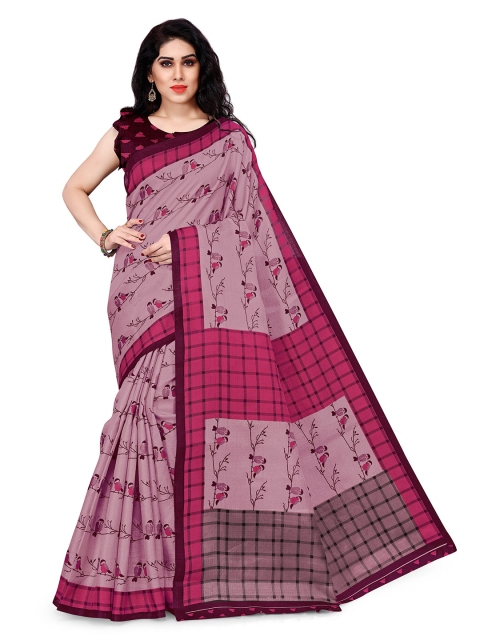 KALINI Pink & Maroon Ethnic Motifs Art Silk Saree