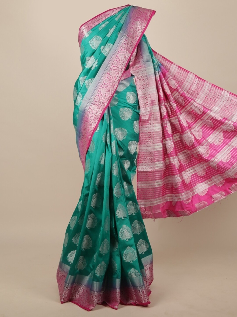 

Pothys Green & Pink Woven Design Zari Jute Silk Saree