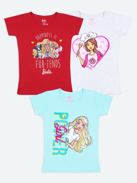 

Barbie Girls Pack Of 3 Printed T-shirt, Red