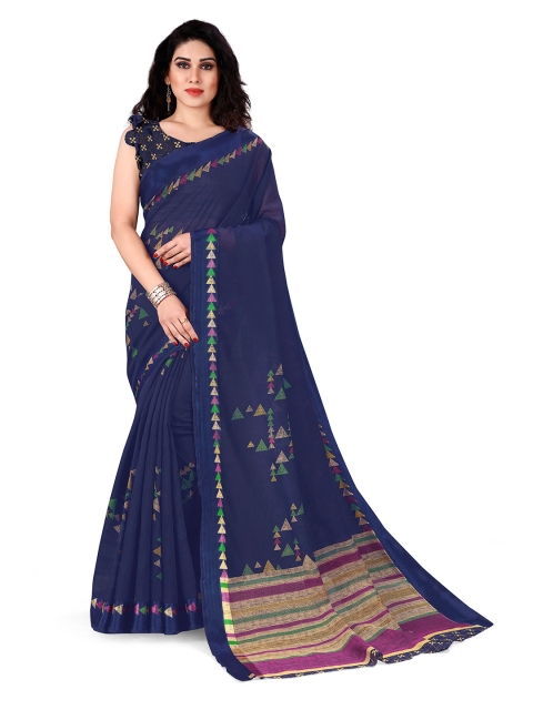 

KALINI Navy Blue & Green Saree