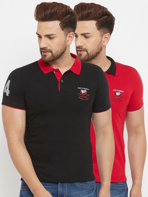 

Duke Men Pack Of 2 Polo Collar Slim-Fit T-shirt, Black