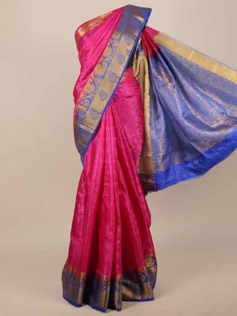 

Pothys Magenta & Blue Floral Jute Silk Saree