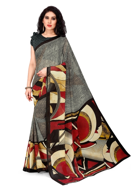 

KALINI Black & Brown Printed Saree