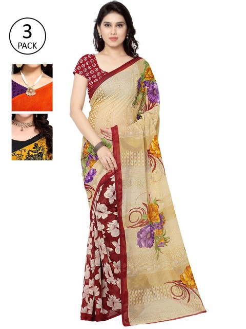 

KALINI Multi Pack of 3 Printed Saree