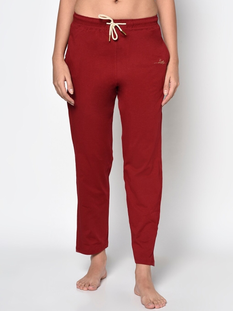 

METTLE Women Maroon Solid Cotton Lounge Pants