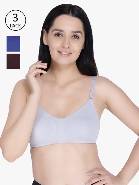 

Anoma Women Pack of 2 Solid T- Shirt Bra ANM05-PK3, Blue