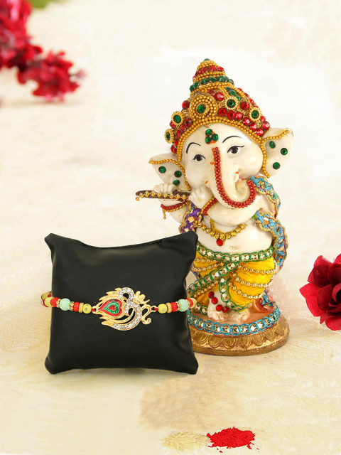 

TIED RIBBONS Men Red & Yellow Ganesha Idol & Rakhi Gift Set