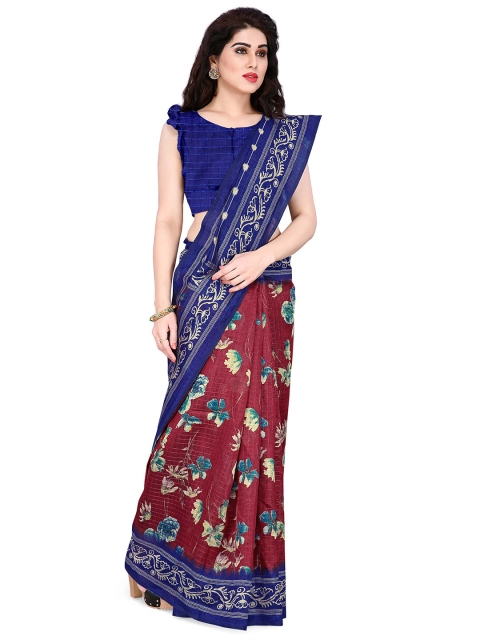 

KALINI Maroon & Blue Floral Bagh Saree