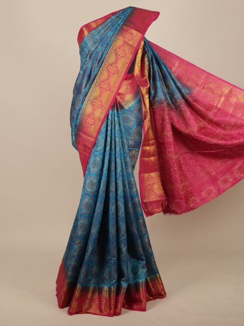

Pothys Blue & Pink Ethnic Motifs Jute Silk Saree