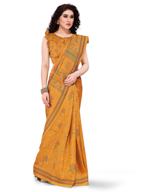 

KALINI Mustard & Black Paisley Saree