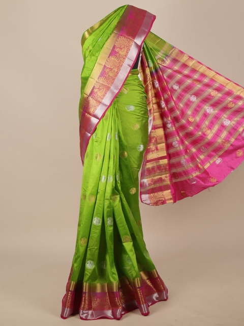 

Pothys Green & Pink Woven Design Zari Jute Silk Saree