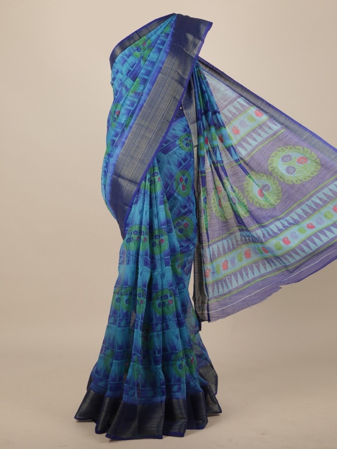 

Pothys Blue & Green Floral Saree