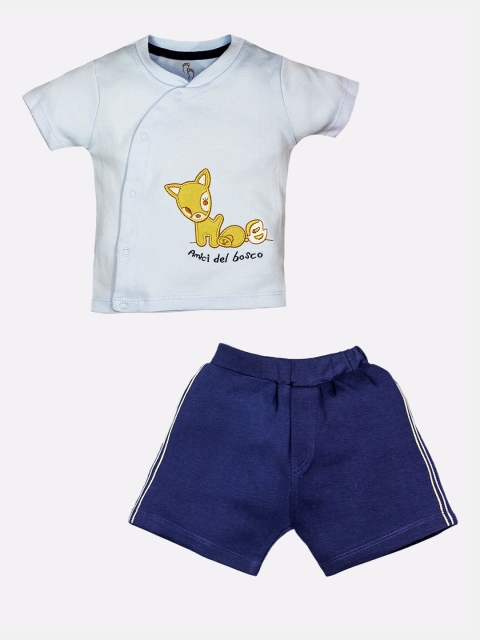 

BABY GO Boys Blue Colored Embellished T-shirt & Shorts