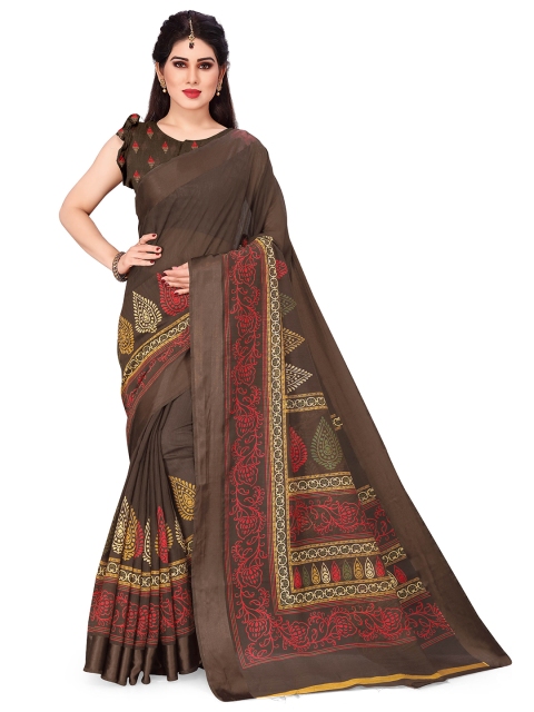 

KALINI Brown & Red Ethnic Motifs Saree