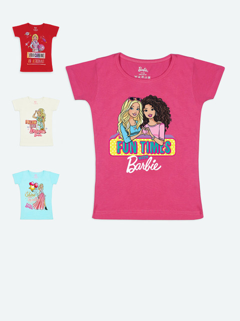 

Barbie Girls Cotton Set Of 4 Printed T-shirt, Multi
