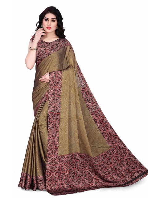 

KALINI Brown & Purple Ethnic Motifs Printed Saree