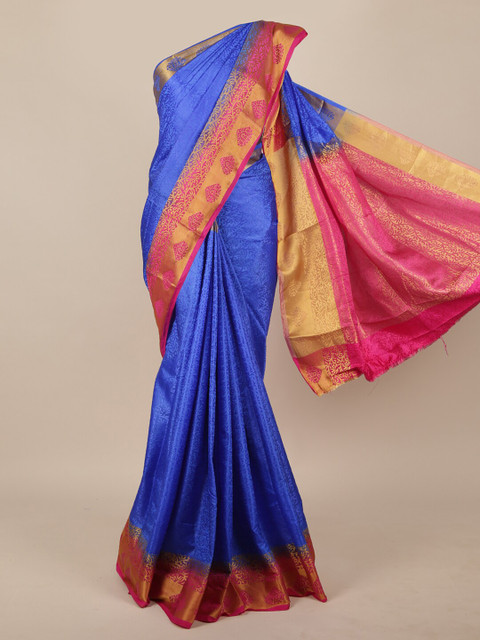 

Pothys Blue & Pink Woven Design Zari Jute Silk Saree
