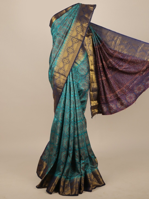 

Pothys Blue & Brown Jute Silk Saree