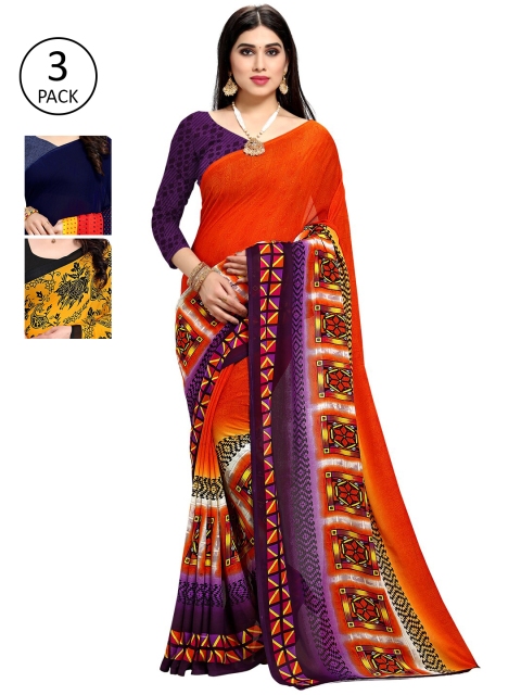 

KALINI Multi Pack of 3 Printed Saree