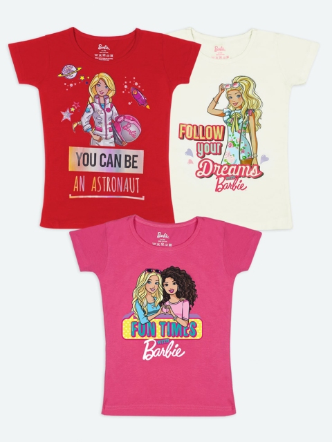 

Barbie Girls Pack of 3 Multicoloured Printed T-shirt, Multi