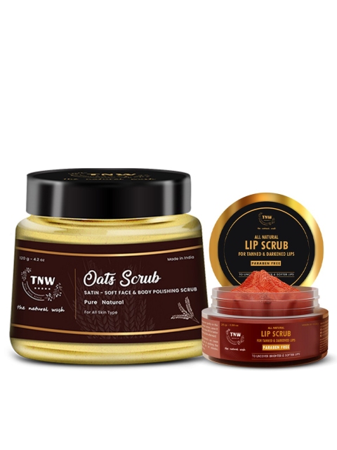 

TNW The Natural Wash Combo of 2 Lip Scrub 25 Gm and Oats Scrub 120 Gm, Multi
