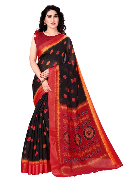 

KALINI Black & Red Zari Saree